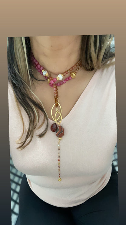 Rose Long Lariat Necklace  kit all materials included Qty1- 23471