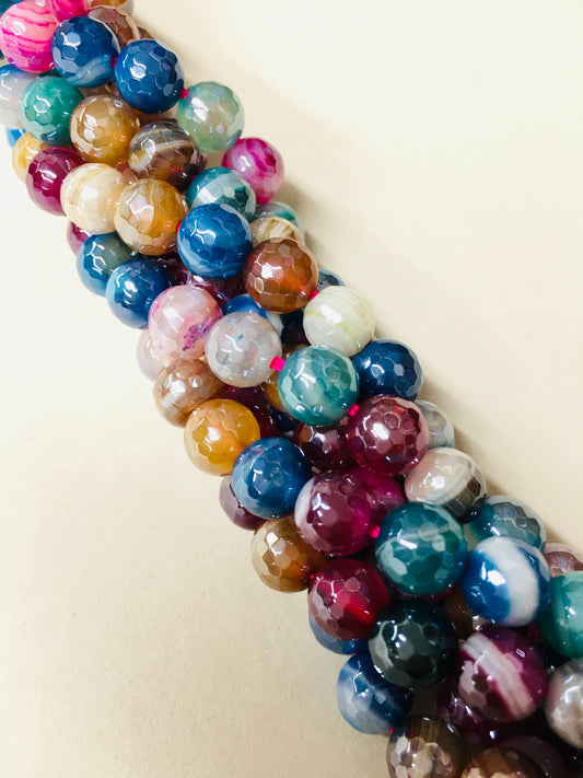 8mm Multicolor Agate Faceted Strand / Agata 20171