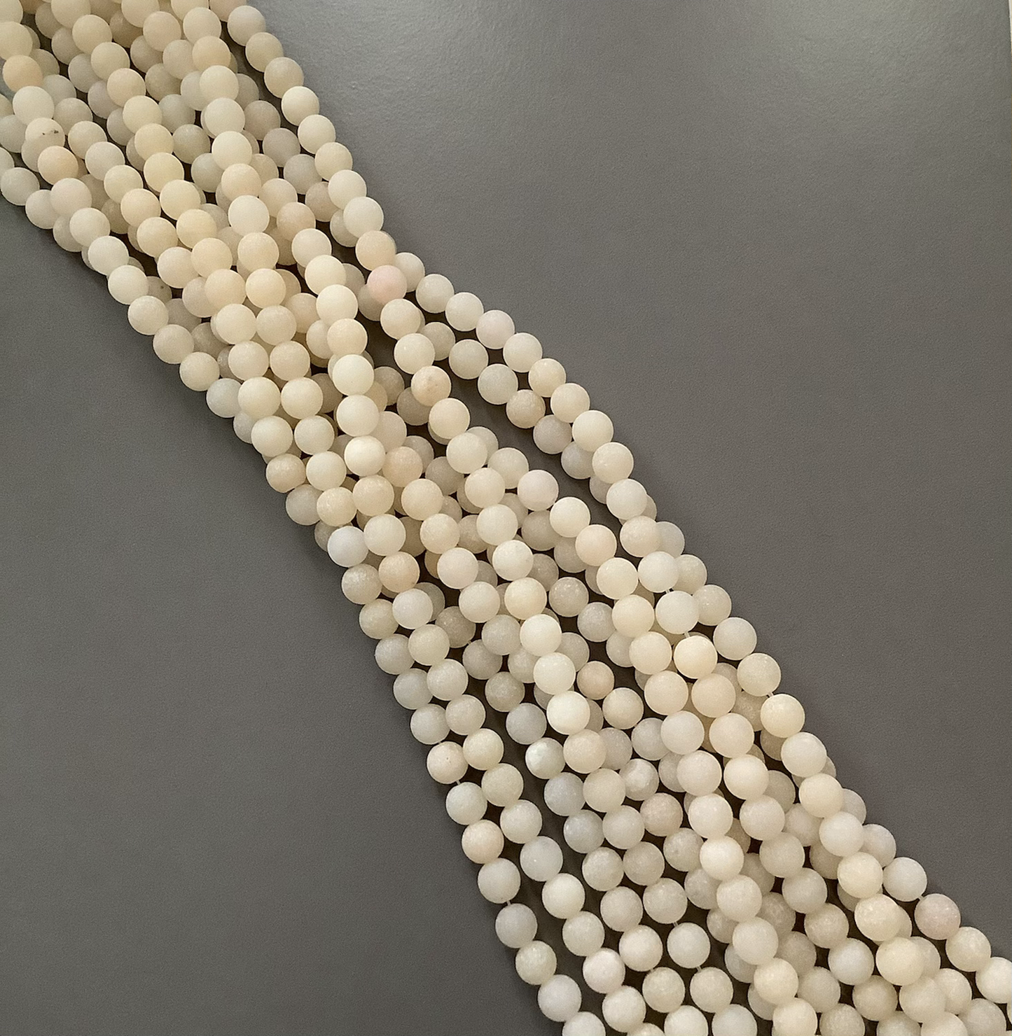 8mm Cream Jade Matte Strand Qty 46 beads per strand 21760