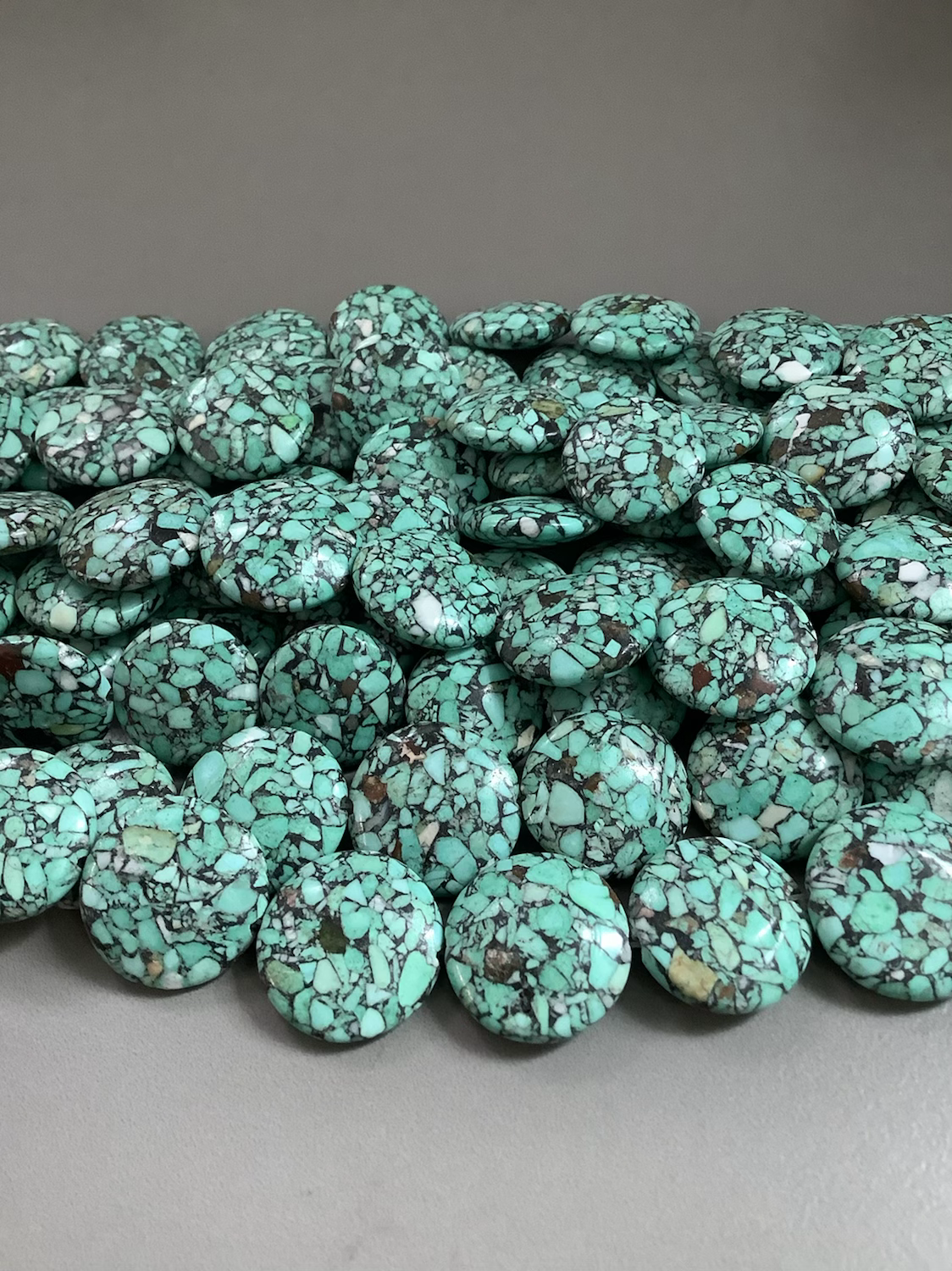 20mm Circle Mixed Turquoise Qty1 strand - 23283