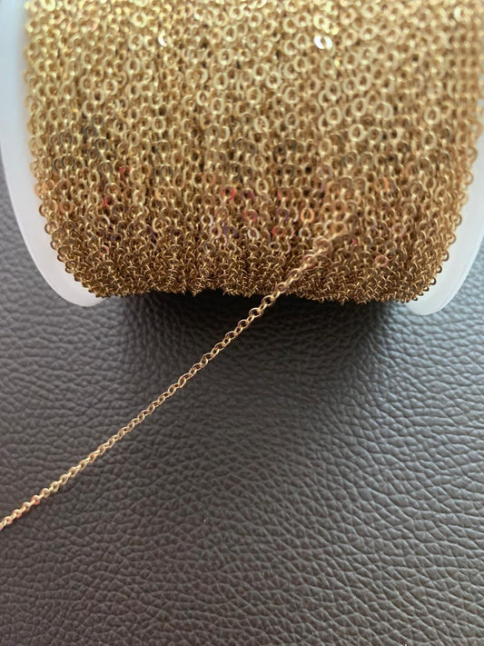 2mm gold filled chain per foot/ por pies 21196