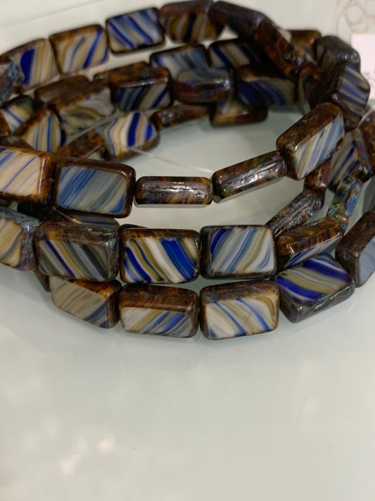 Rectangle tile blue lined cobalt / Rectangular Azul