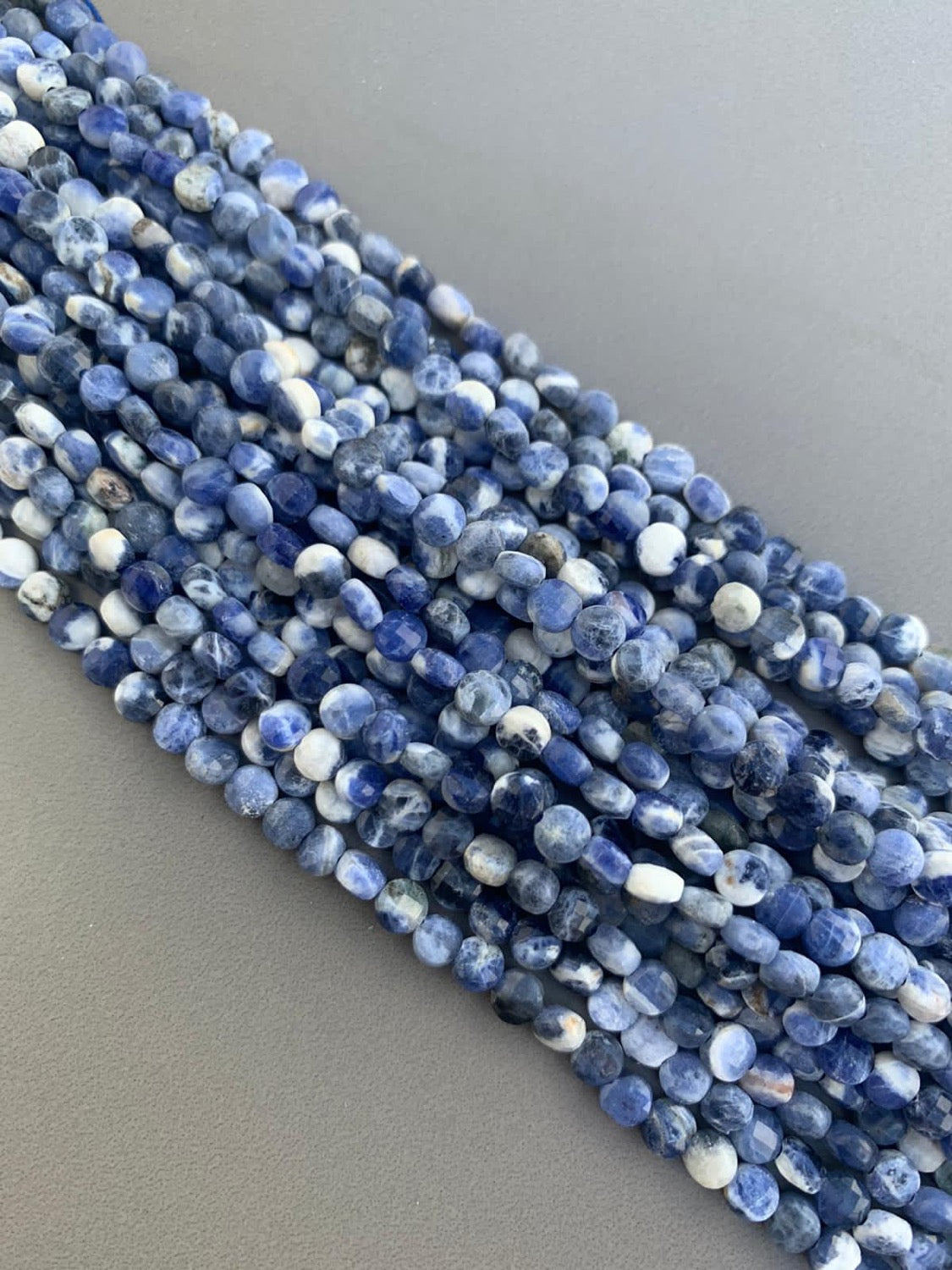 4mm Sodalite Flat Coin Faceted Qty 90 beads per strand 21719