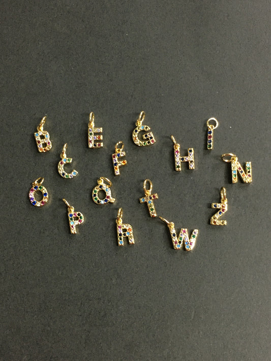 8mm Letter with Pave Multicolor Qty 1 / Letra 18411