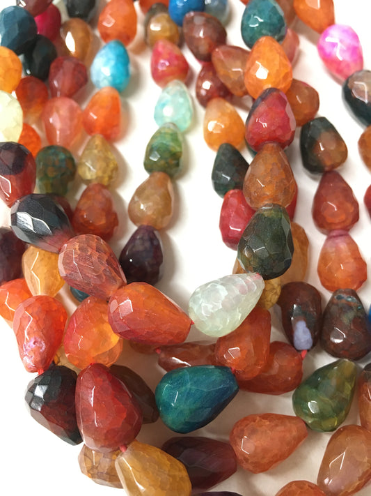 14mm Different Colors Drop Agate Faceted / Agata