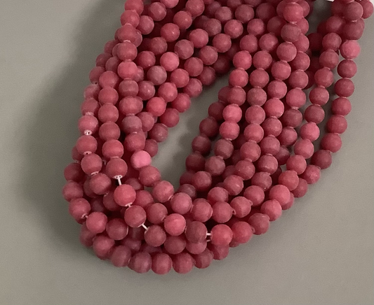 8mm Red Jade Matte strand Qty 46 bead per strand 21760