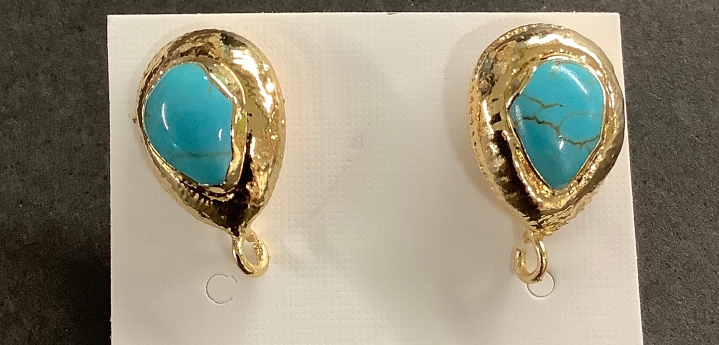 12mm Drop turquoise Earring Post 1 pair 19792