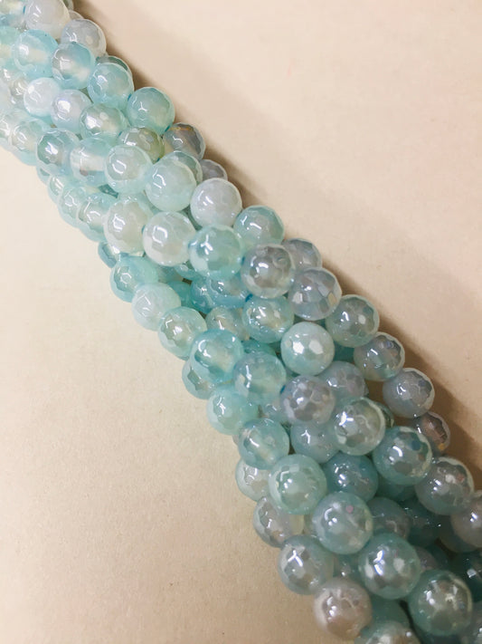 6mm Light Blue Agate Faceted Strand / Agata 20169