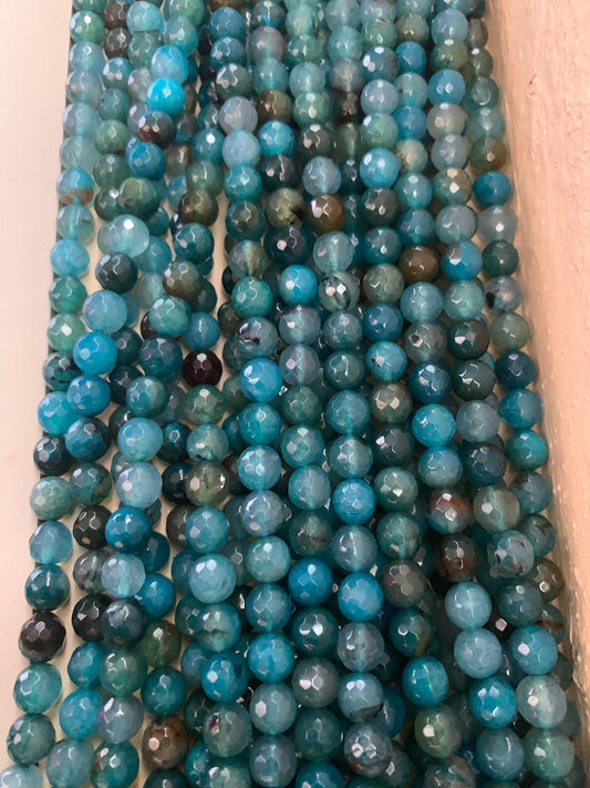 8mm Blue and Brown Agate Faceted Strand / Agata