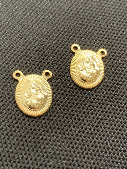 Virgen del Carmen Charm with 2 Hook Gold