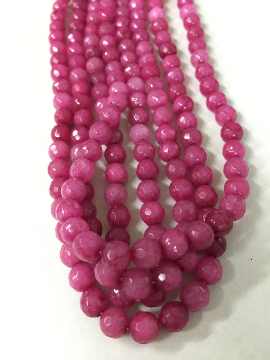 6mm Pink Jade Faceted Strand 15007