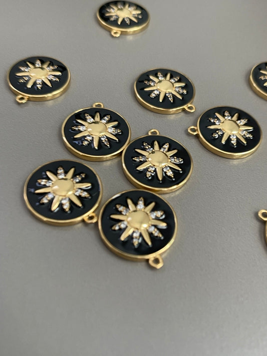 20mm Enamel Circle Sun Pendant Qty1-23404