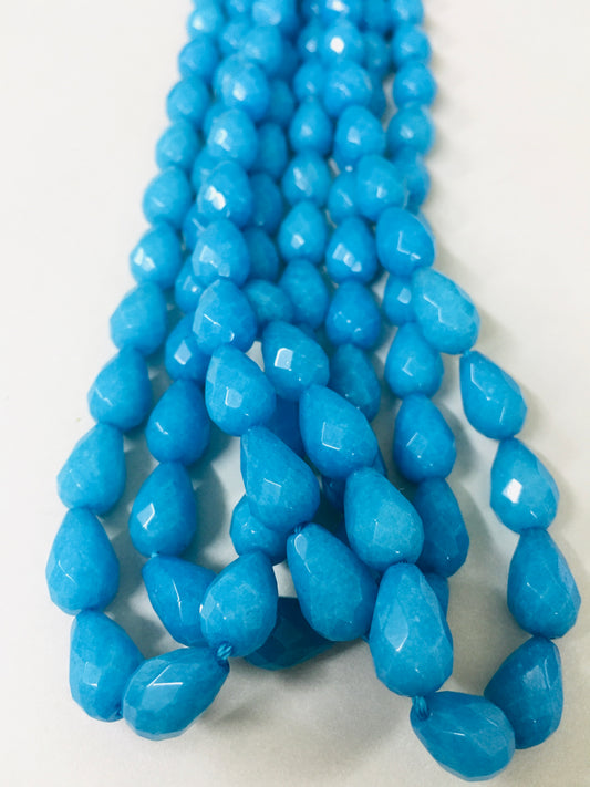 11mm Blue Drop Jade Faceted Strand / Gota