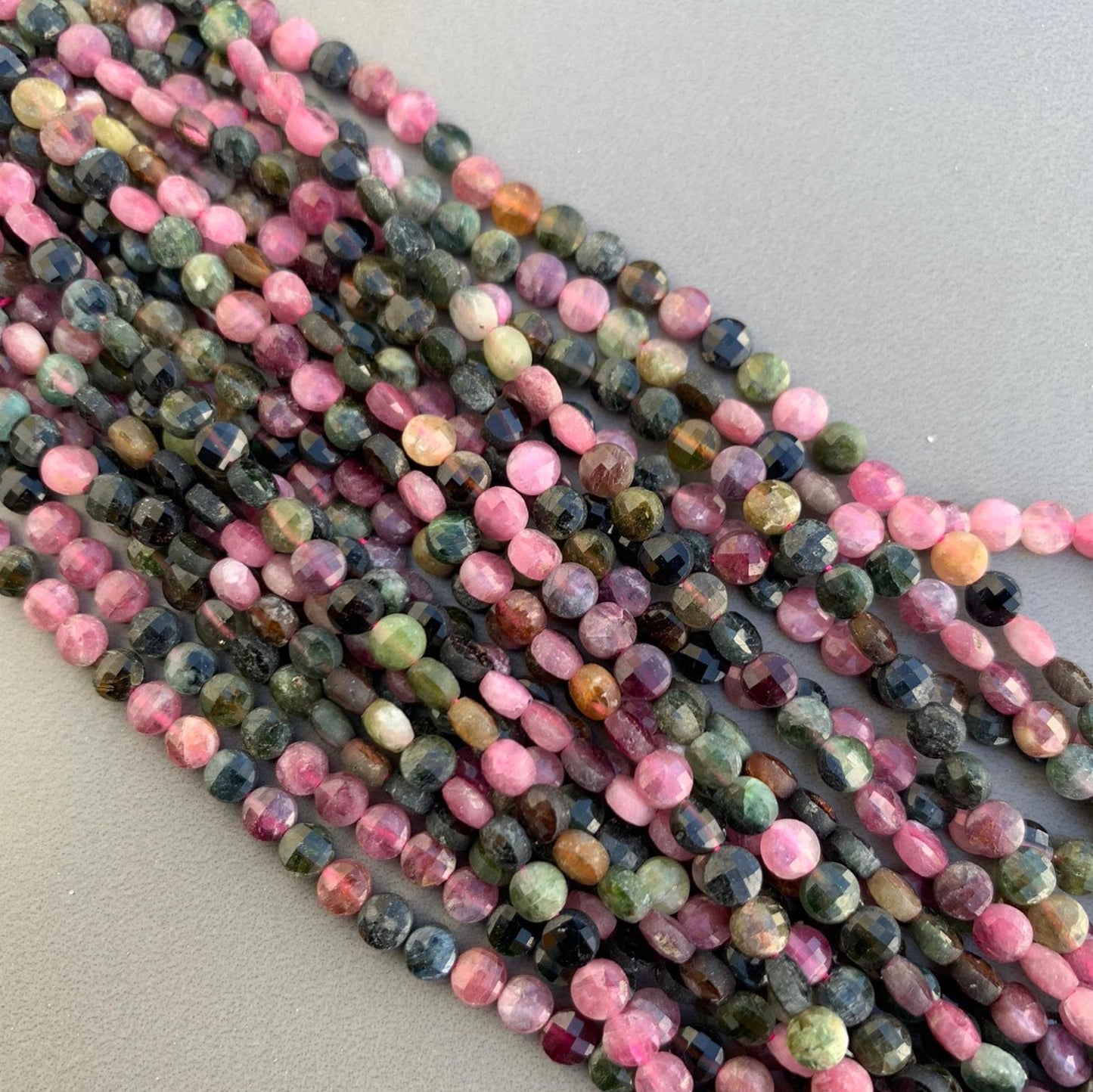 4mm Tourmaline Flat Coin Faceted Qty 90 beads per strand aprox 21734