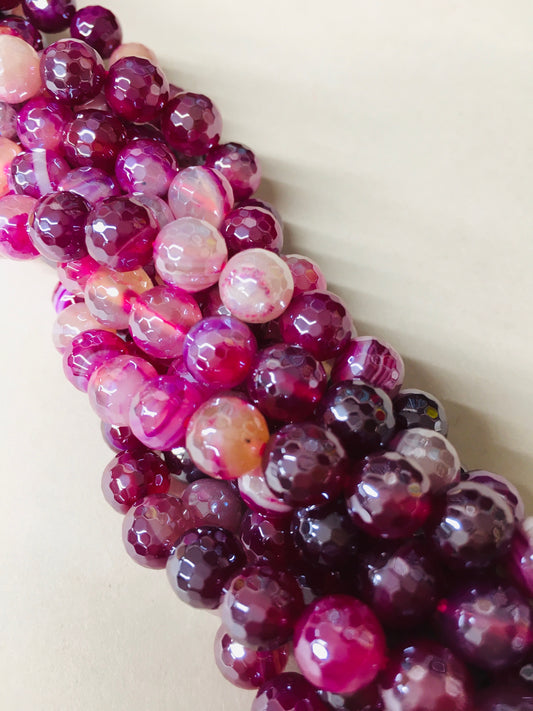 8mm Fuchsia Agate Faceted Strand / Agata 20171