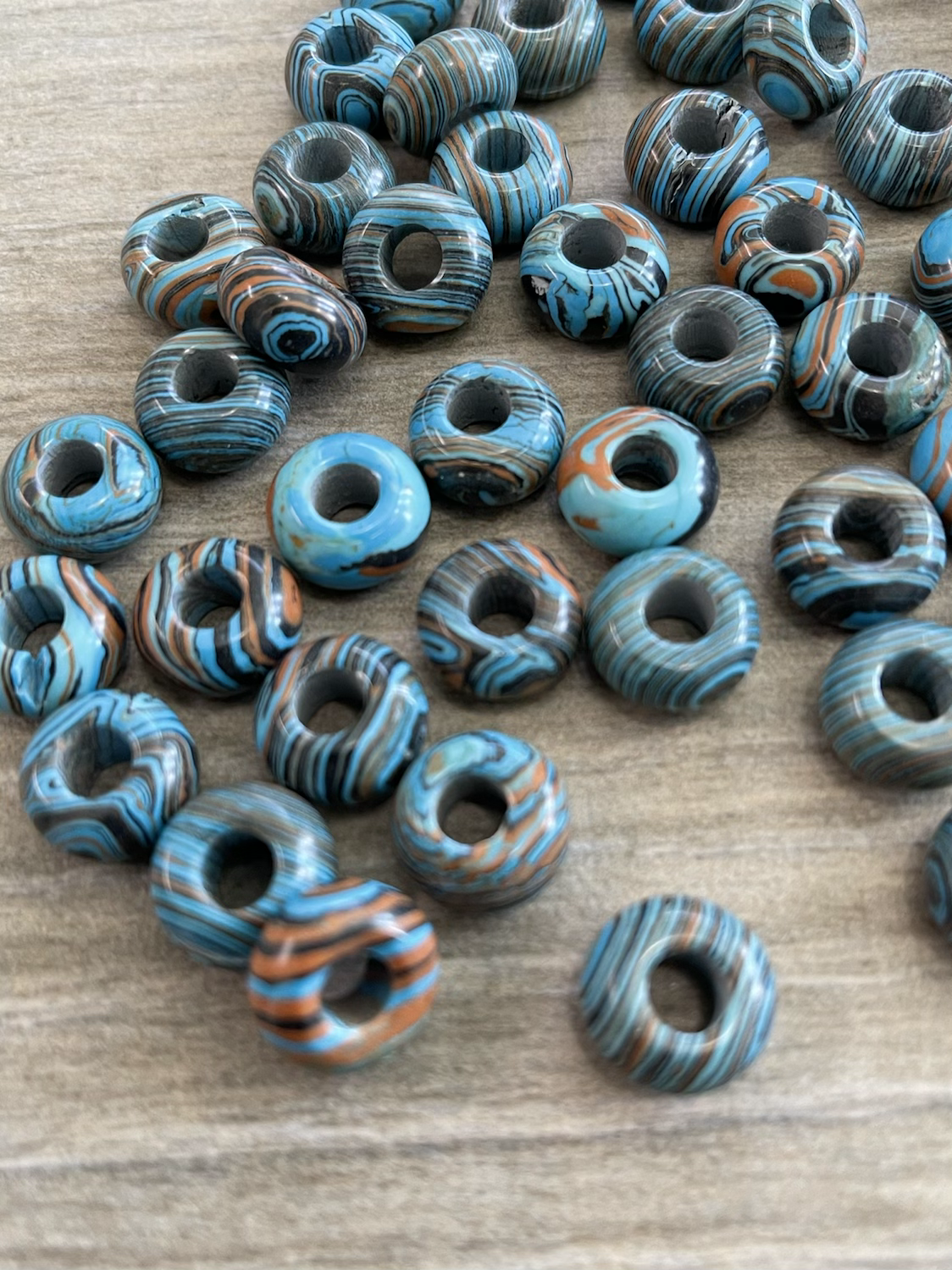 14x7mm Malachite wide hole beads each -22433 hueco ancho