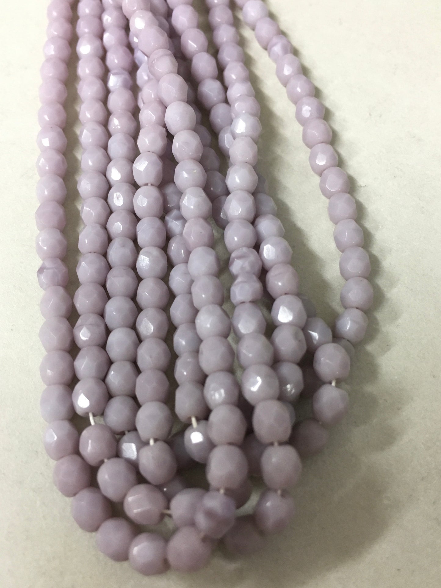 4mm Light Violet Round Faceted Czech Strand / Redondo
