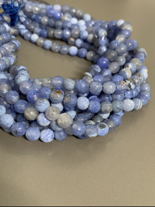 8mm baby blue agate qty 48 beads per strand 21524