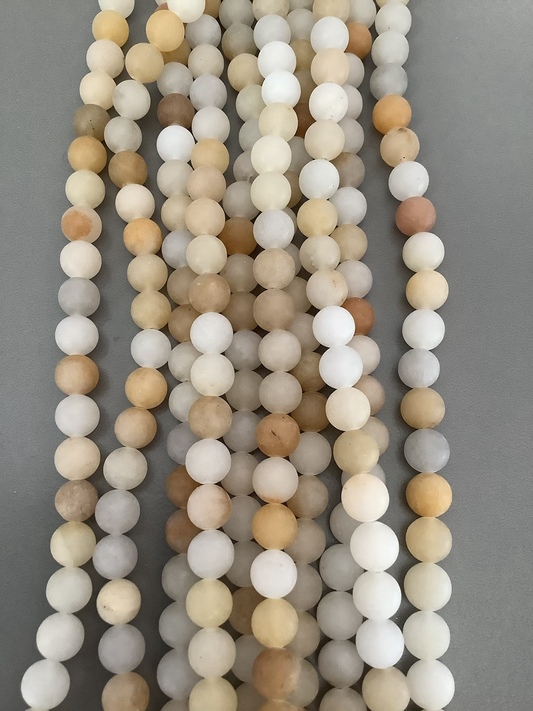 8mm Yellow cream gemstone Matte strand Qty 46 bead per strand 21811