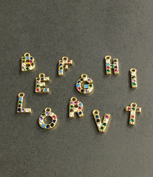12mm Letter with Pave Multicolor Qty 1 / Letra 18486