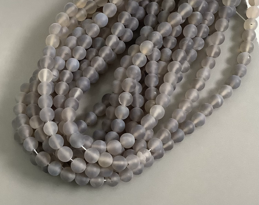 8mm Gray Jade Matte strand Qty 46 bead per strand 21760