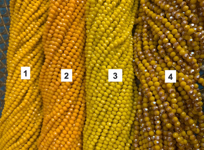 4mm Yellow Tones Rondelle Crystal / Cristales Amarillos