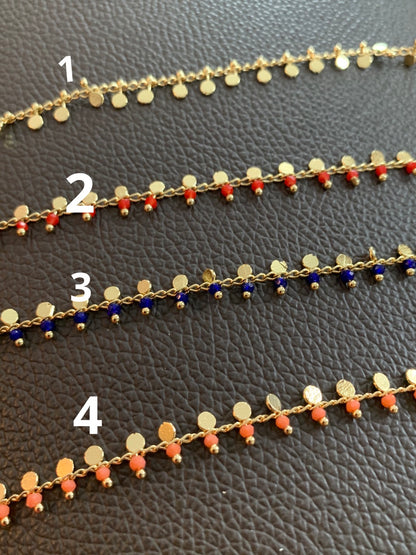 Coin chain with beads per 1 feet