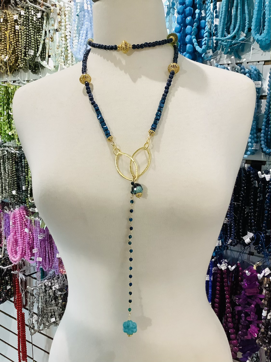 Wild Blues Long Lariats Necklace kit all materials included Qty1- 23500