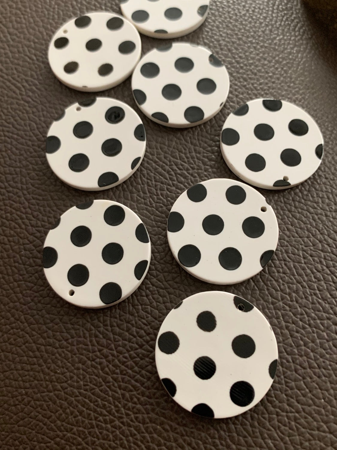 27mm black and white acrylic pendant 20871 polka dot