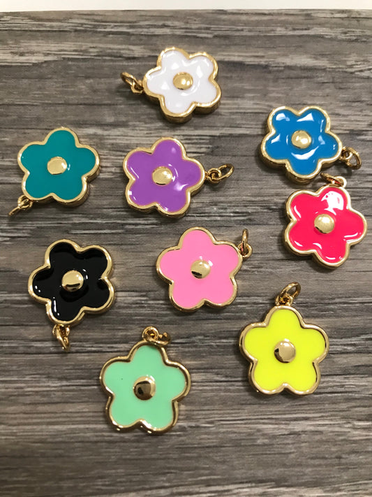 18mm Enamel Flower Charm Qty1   24789