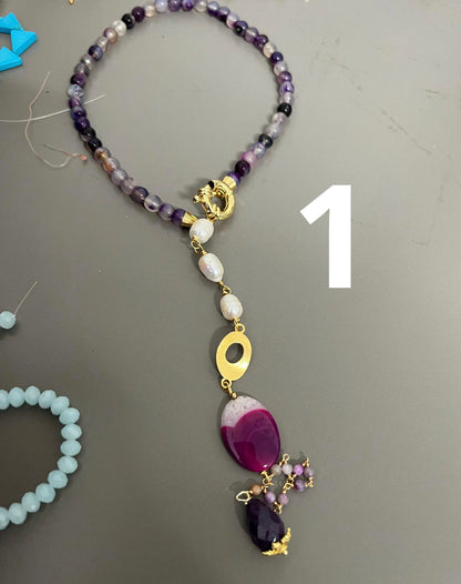 Kit Fancy Ágata With Oval Pearl Necklace Qty 1- 24771