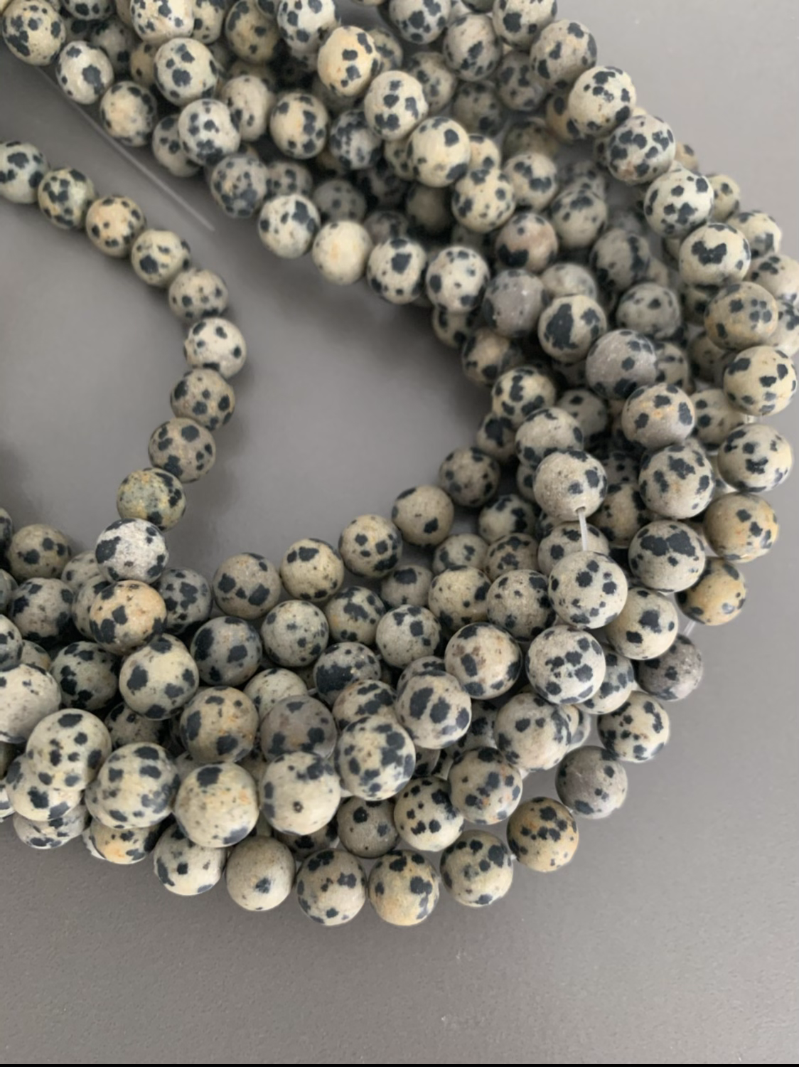 8mm Dalmatian jasper Matte qty 47 beads 21641