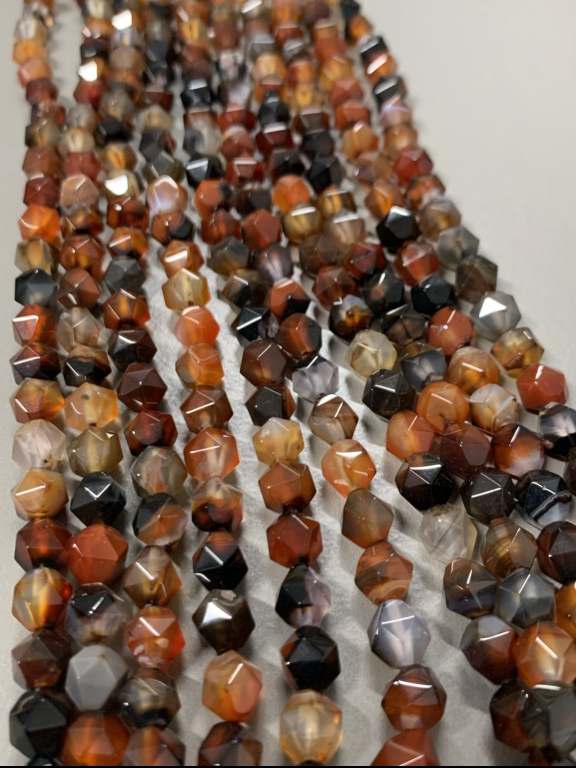 8mm red stripe agate qty 47 beads