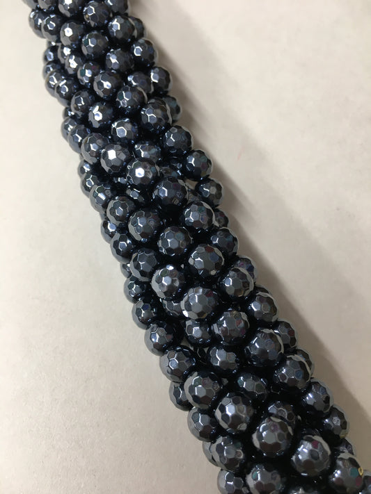 6mm Charcoal Gray Agate Faceted Strand / Agata201