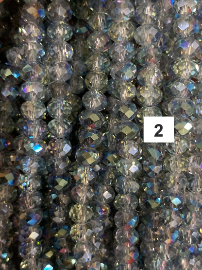 6x4mm Gray tones Rondelle Faceted Crystal Strand / Cristales Gris