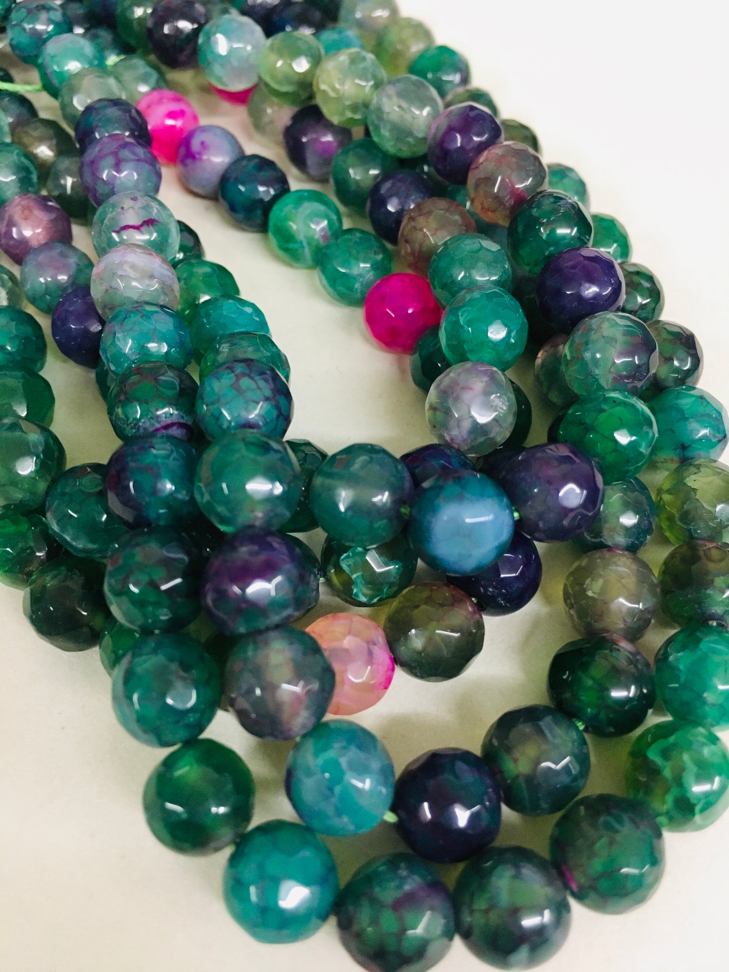 8mm Green and Pink Agate Faceted Strand /Agata