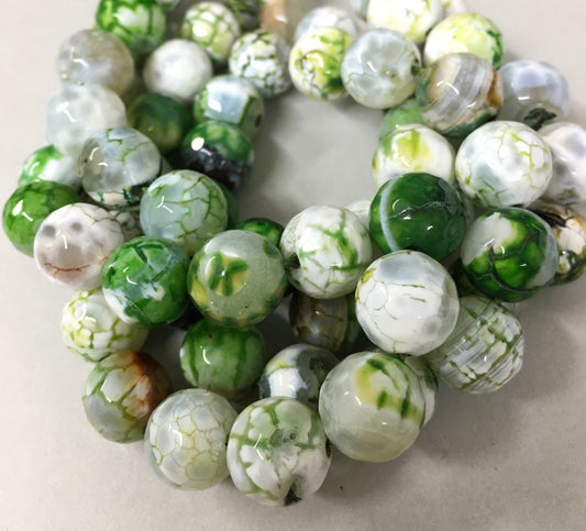 12mm Green and White Agate Faceted Strand / Agata