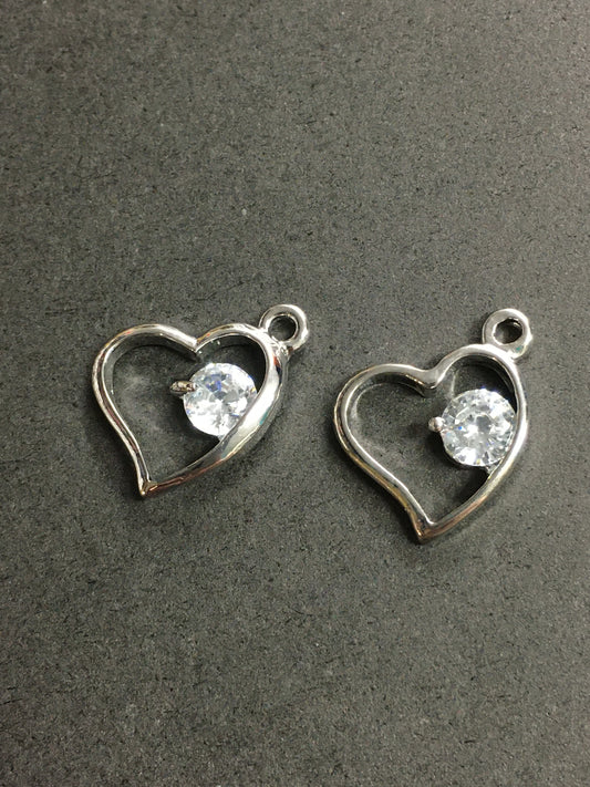 11mm Heart Silver Qty 2 / 17491