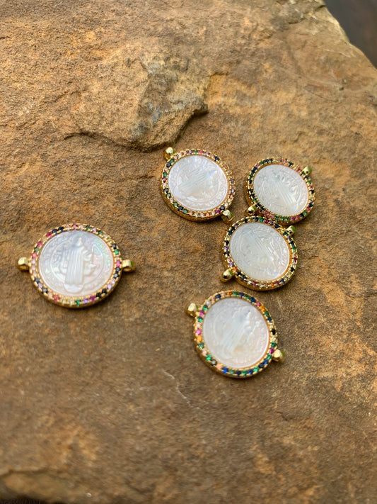 20mm St. Benito with pave Mother of Pearl 21046