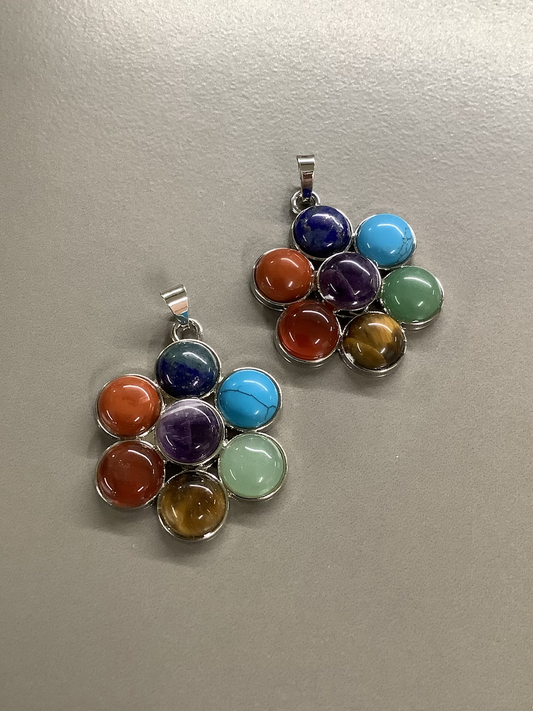 40mm Flower with Chakra Gemstone  Qty 1 /12701