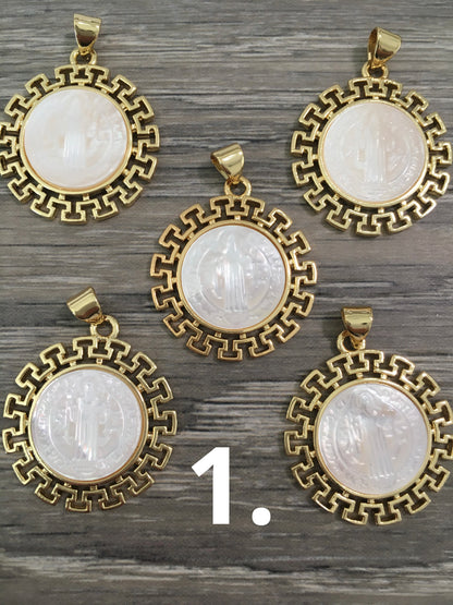 23mm MOP Virgen/Saint Pendant Qty1- 24625/24623/24624