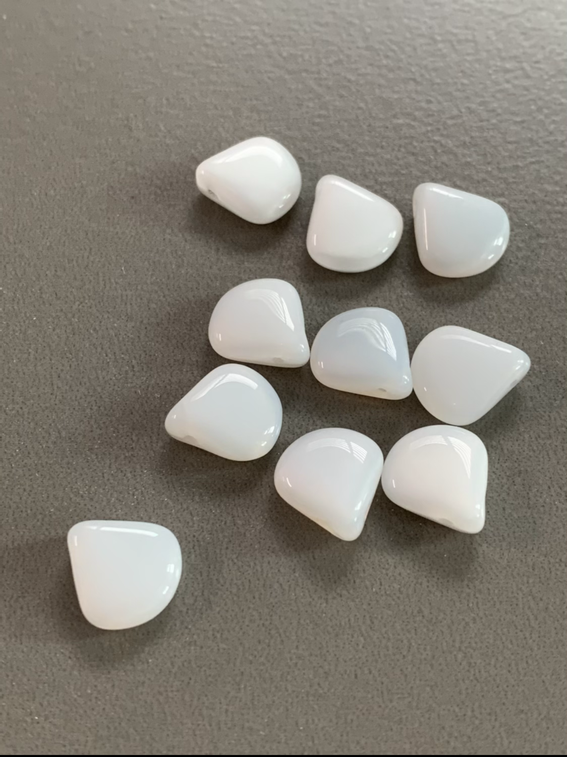 12mm Drop Czech Opal white qty 10 / 16583