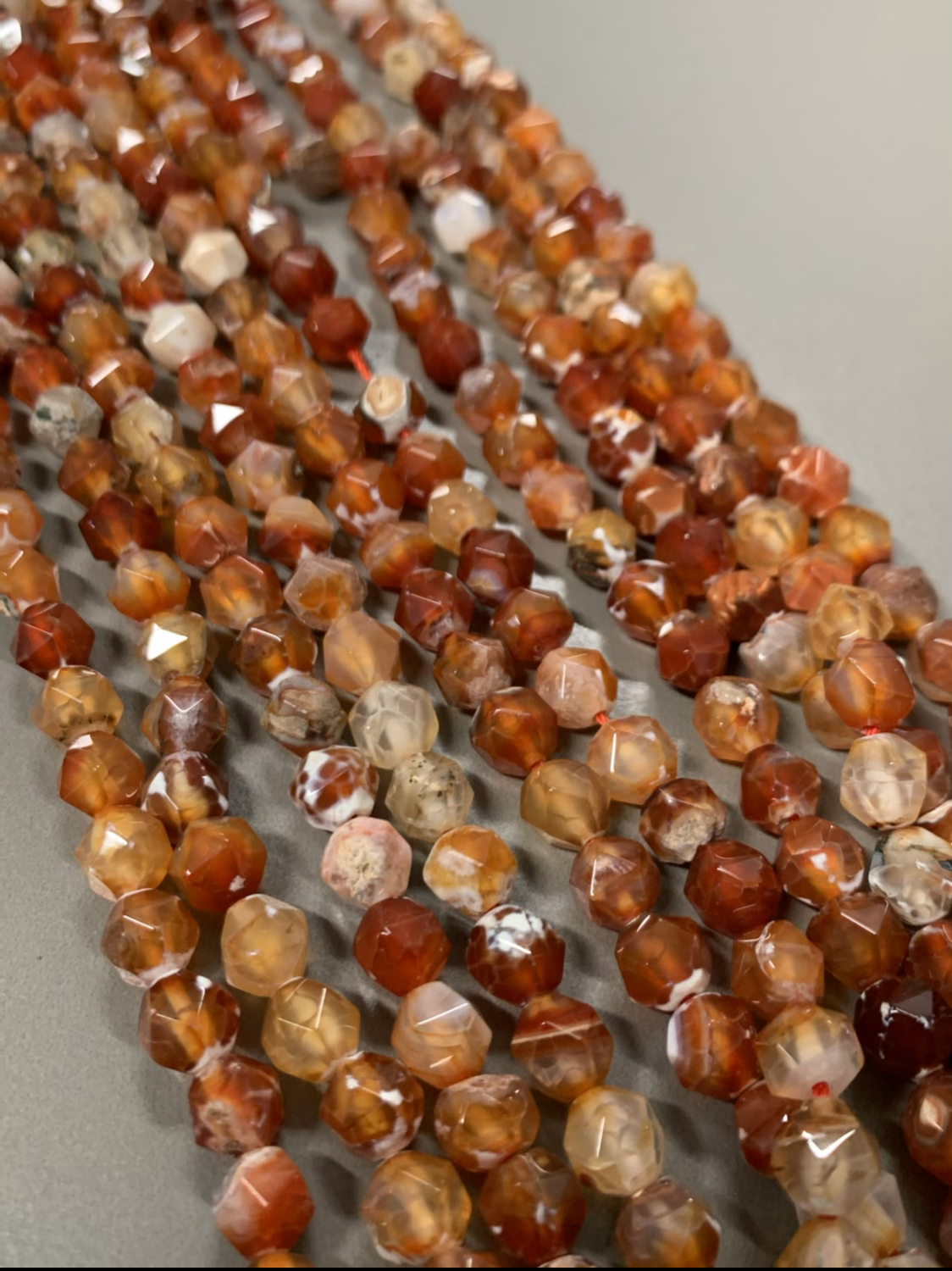 8mm Orange fire crackle agate qty 47