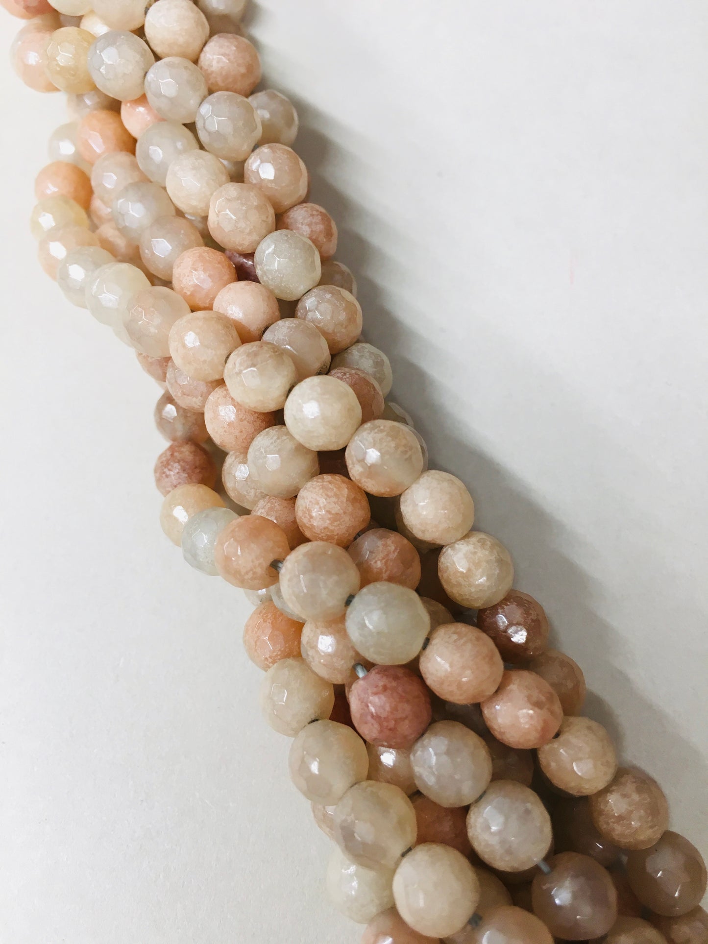 6mm Cream and Peach Agate Faceted Strand / Agata 20169