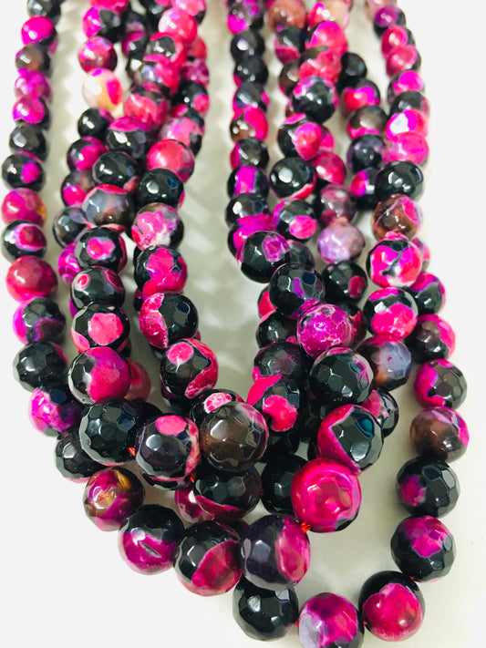 8mm Pink and Black Agate Faceted Strand / Agata