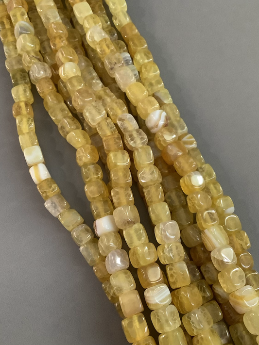 8mm Square Agate Glossy Qty 49 beads per strand 21714