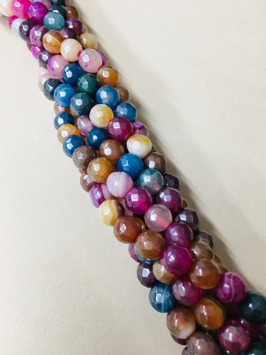 6mm Multicolor Agate Faceted Strand / Agata 20169