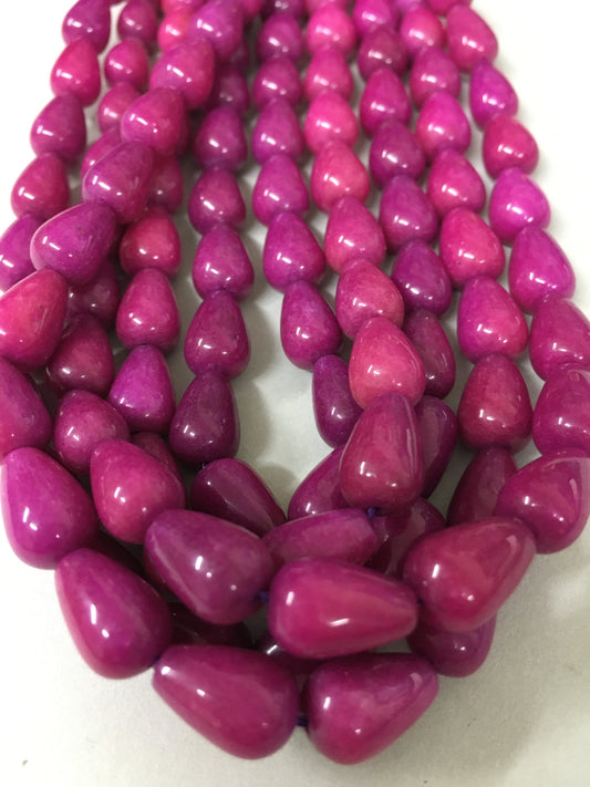 11mm Magenta Drop Jade Strand  / Gota