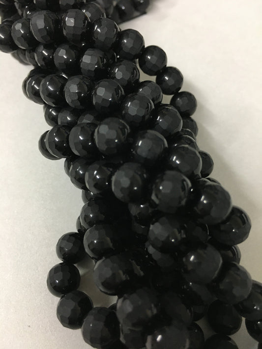 8mm Onyx Matte with Glossy Faceted Strand / Onix 18291