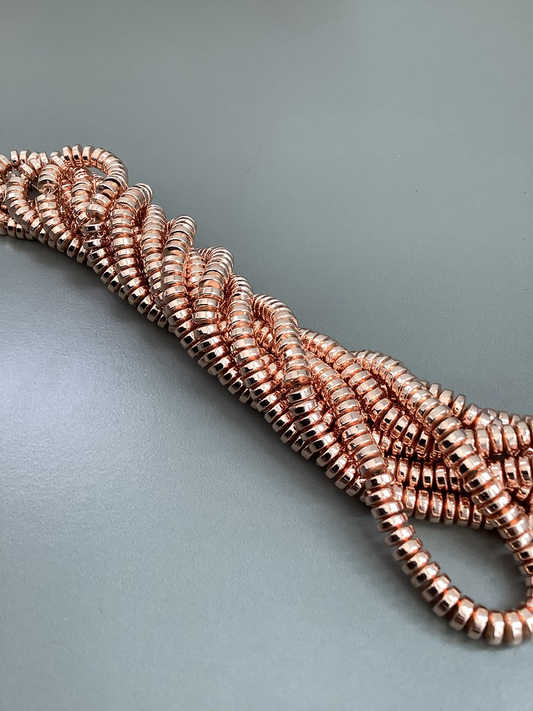 6x2mm Rose Gold Hematite Rondelle qty1- 22627